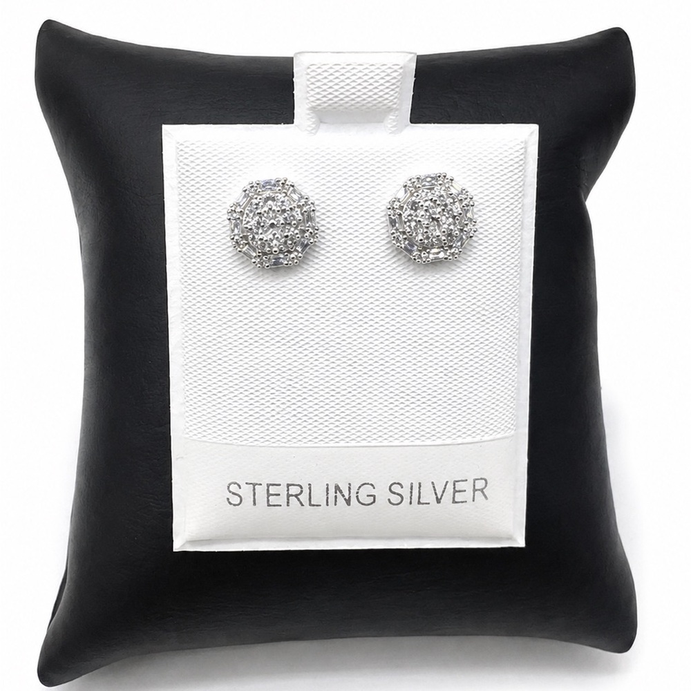 925 Sterling Silver Small Cluster Stud Screw Back Earrings